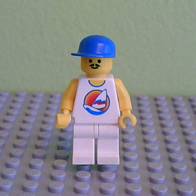 LEGO Minifigure-Surfboard on Ocean - White Legs, Blue Cap-Town / Paradisa-PAR031-Creative Brick Builders